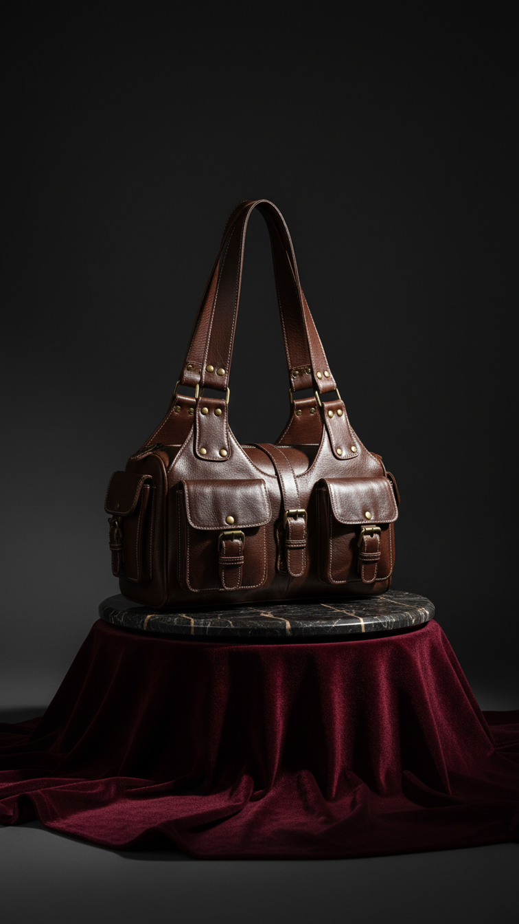 Handcrafted Genuine Leather Shoulder Bag with Multiple Pockets