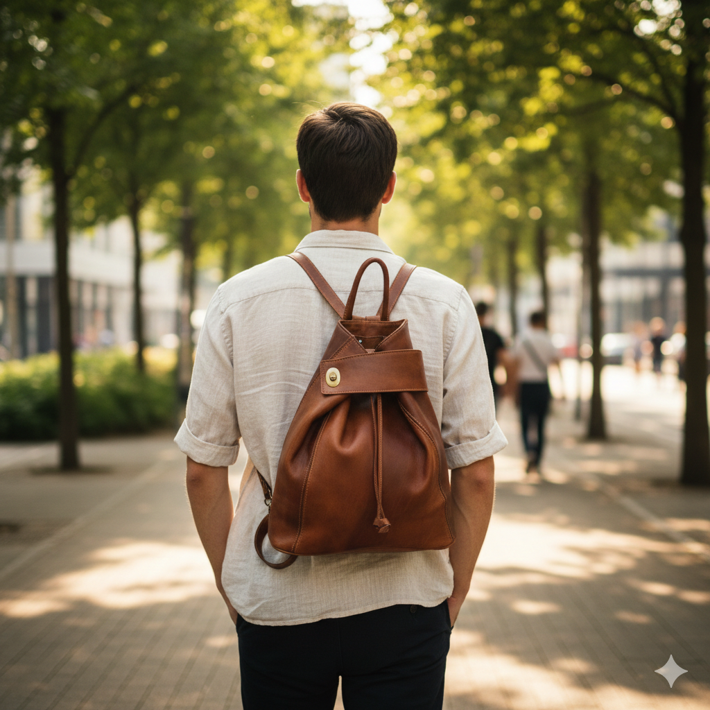Sac à dos en cuir véritable fait main – Design intemporel et élégant
