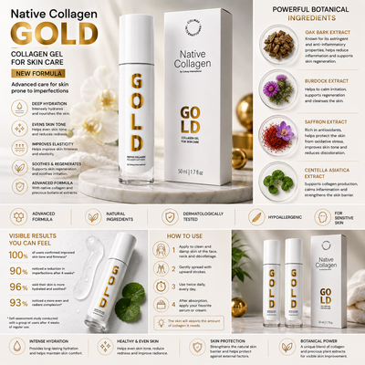 Colágeno Nativo GOLD – Gel de Colágeno para Pieles con Imperfecciones | Rostro, Cuello y Escote