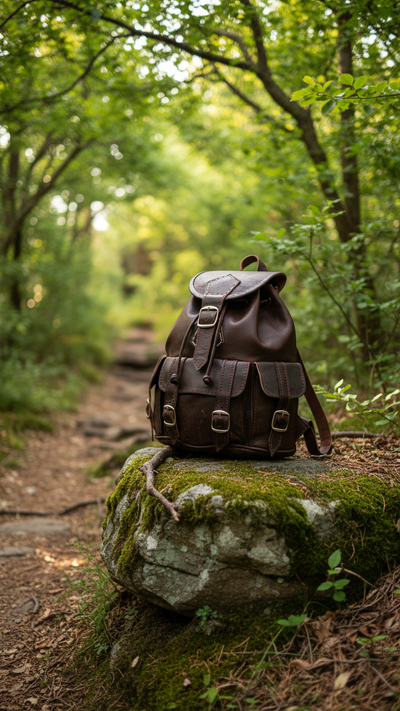 Durable Goat Leather Backpack with Multiple Pockets