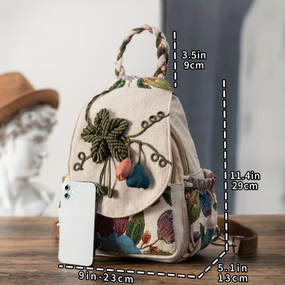 Ethnic Handwoven Floral Backpack – Creative Casual Fashion Backpack for Travel, Beach & Daily Use MH015