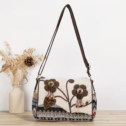 Vintage Ethnic Style Crossbody Bag – Retro Bohemian Floral Embroidered Women’s Handbag