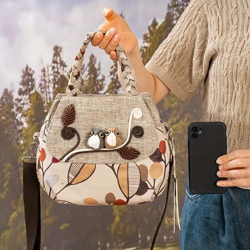 Handmade 3D One-Shoulder Bag – Bohemian Ethnic Style Fabric Handbag MH006