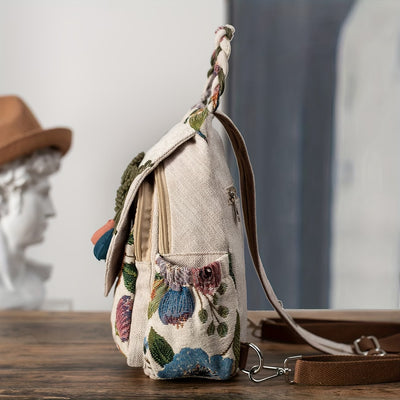Ethnic Handwoven Floral Backpack – Creative Casual Fashion Backpack for Travel, Beach & Daily Use MH015