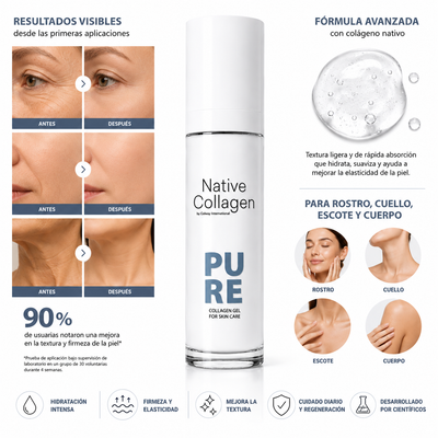 Colágeno Nativo Pure – Gel de Colágeno para Rostro, Cuello, Escote y Cuerpo | Hidratación, Firmeza y Regeneración