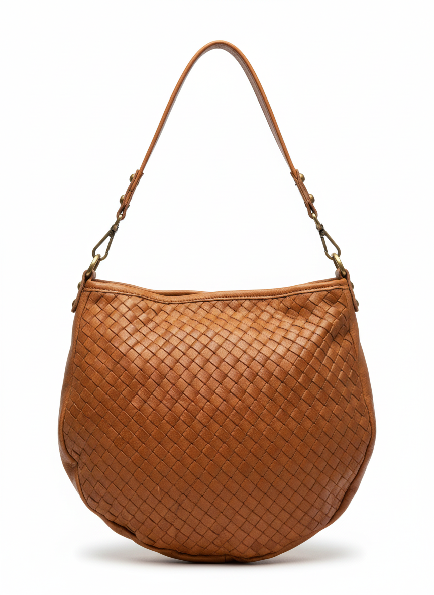 Woven Goat Leather Hobo Shoulder Bag – morzia Woven Goat Leather Hobo Shoulder Bag – morzia