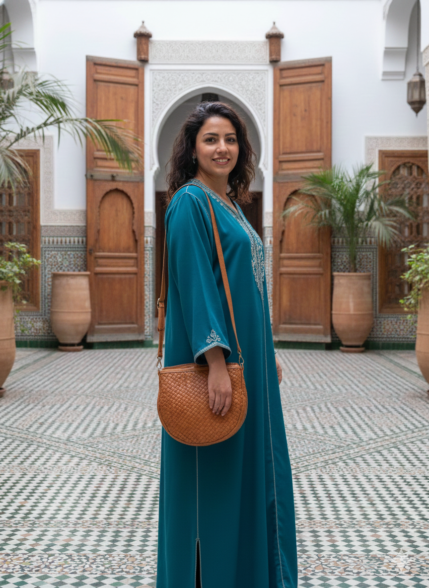 Bolso artesanal de cuero de cabra hecho a mano