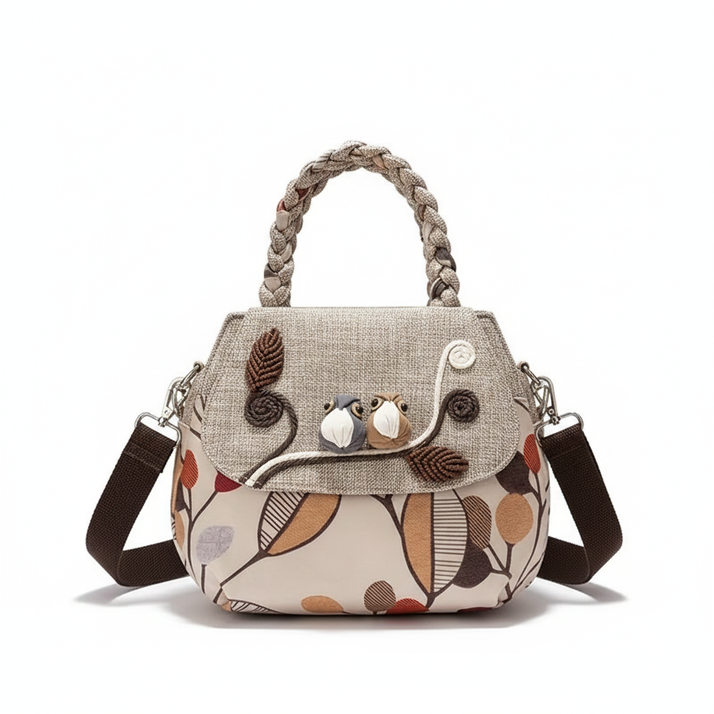 Handmade 3D One-Shoulder Bag – Bohemian Ethnic Style Fabric Handbag MH006