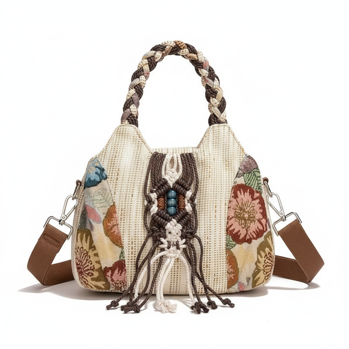 Ethnic Style Messenger Bag with Hand-Woven Adjustable Shoulder Strap MH008