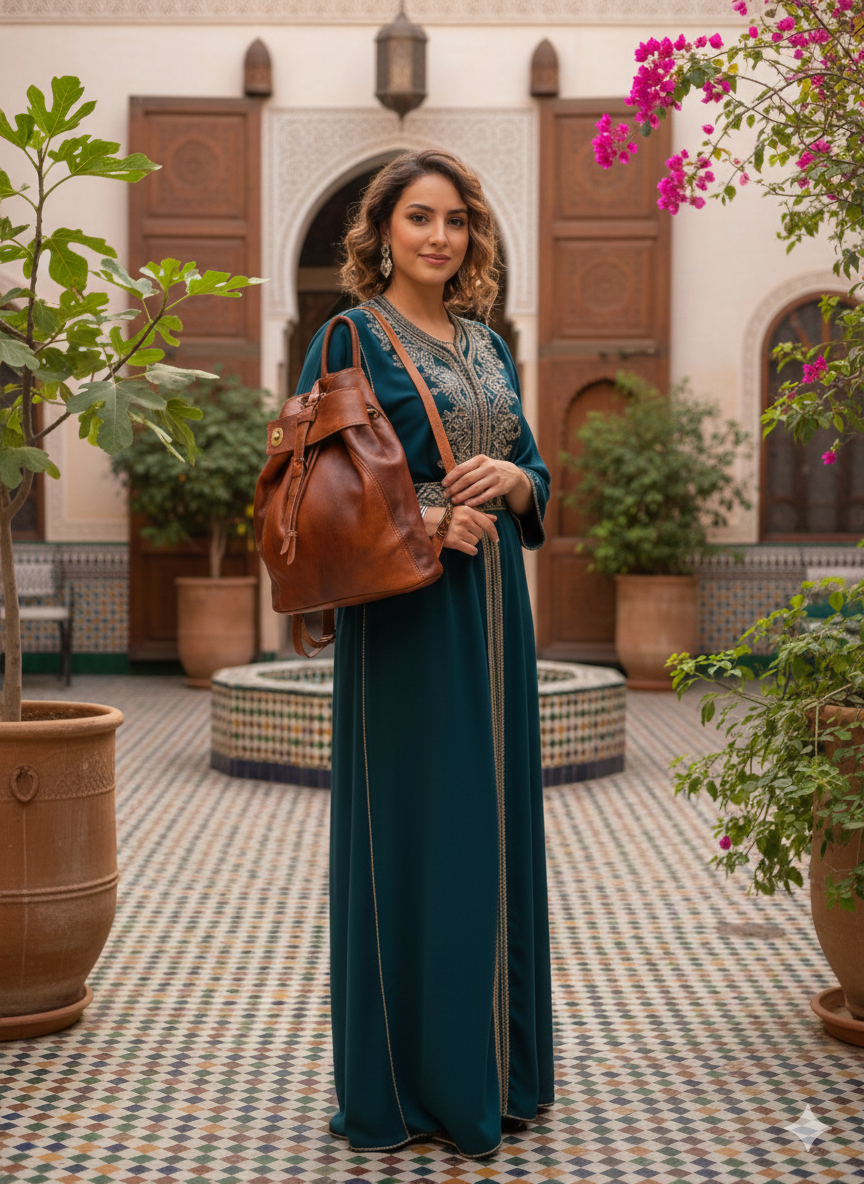 Bolso artesanal de cuero de cabra hecho a mano