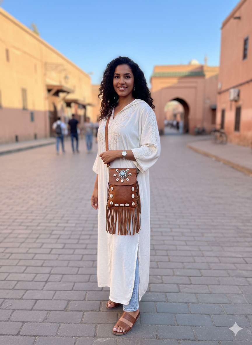 Bolso de cuero trenzado – hecho a mano – estilo boho vintage