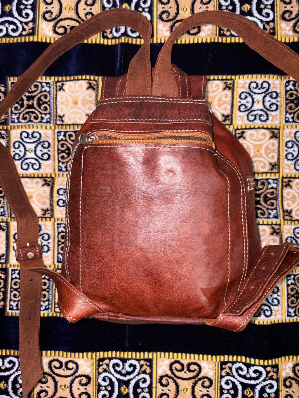 Cartera artesanal marroquí de cuero de cabra hecha a mano