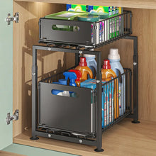 2-Tier Under Sink Organizer, Pull-Out Storage Basket for Kitchen & Bathroom Cabinets