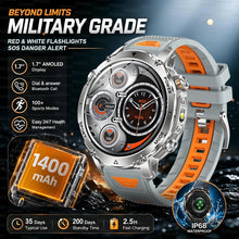 1400mAh Smart Watch for Men, Outdoor GPS Sports Watch with AMOLED Display, Bluetooth Calling, IP68 Waterproof & Flashlight