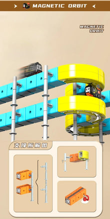 Magnetic 3D Building Track Set with Electric Cars – DIY Construction Toy for Kids