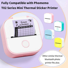 Phomemo T02/M02X Colorful Thermal Sticker Paper Roll Self-adhesive Black Character on Mint Green/Purple/Orange,50mm x 3.5m