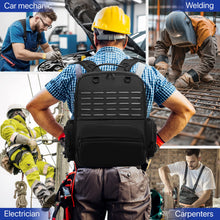 Heavy-Duty Tool Backpack, Large Tool Storage Bag with 3 Organizer Pouches, Multi-Pocket Work Backpack for Electricians & Plumbers
