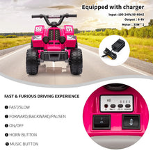 6V Kids Electric ATV Ride-On Toy, 4-Wheel Battery Powered Quad with Pedal, Forward & Reverse, for Toddlers