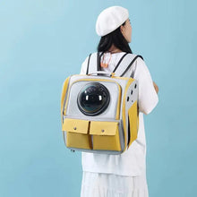 Space Capsule Pet Carrier Backpack, Breathable Cat & Small Dog Travel Bag, Portable Pet Backpack with Transparent Window