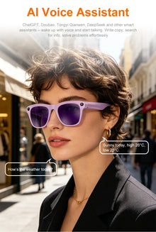 Lenovo AI Smart Glasses with 8MP Camera, Bluetooth Calling, Voice Translation & Music, Smart Sunglasses with 3 Lenses