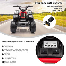 6V Kids Electric ATV Ride-On Toy, 4-Wheel Quad with LED Headlights, Music, Forward & Reverse