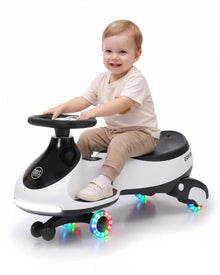 12V Electric Wiggle Car for Kids, 2-in-1 Ride-On Swing Car with Pedal, Flashing Wheels, Music & Anti-Rollover Design
