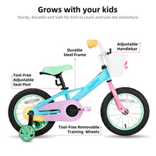 JOYSTAR Macaroon Kids Bike with Training Wheels, Front Basket & Colorful Design, 12–18 Inch Bicycle for Toddlers