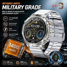 1400mAh Smart Watch for Men, Outdoor GPS Sports Watch with AMOLED Display, Bluetooth Calling, IP68 Waterproof & Flashlight