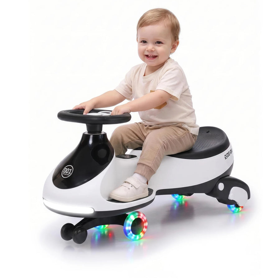 12V Electric Wiggle Car for Kids, 2-in-1 Ride-On Swing Car with Pedal, Flashing Wheels, Music & Anti-Rollover Design