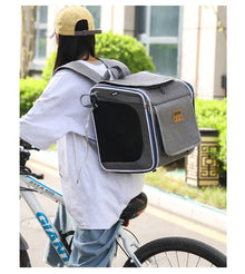 Pet Bicycle & Motorcycle Carrier Bag, Portable Cat & Small Dog Travel Backpack with Breathable Mesh