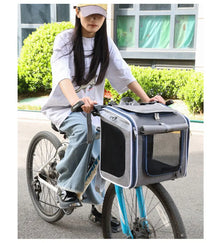 Pet Bicycle & Motorcycle Carrier Bag, Portable Cat & Small Dog Travel Backpack with Breathable Mesh