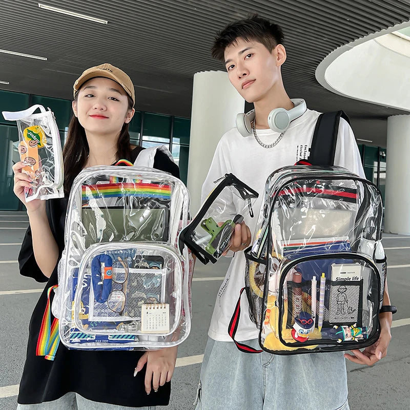 Transparent Clear Backpack, Large Capacity School Bag for Boys & Girls, Lightweight See-Through Travel & Everyday Backpack