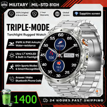 1400mAh Outdoor GPS Smart Watch, 1.7" AMOLED Display, Bluetooth Calling, IP68 Waterproof, 100+ Sports Modes & LED Flashlight