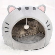 Cozy Cat Cave Bed, Cute Cartoon Pet Bed for Cats & Small Dogs, Soft Covered Sleeping House with Cushion
