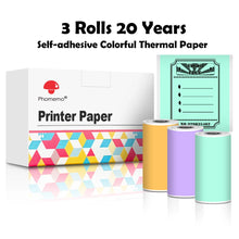 Phomemo T02/M02X Colorful Thermal Sticker Paper Roll Self-adhesive Black Character on Mint Green/Purple/Orange,50mm x 3.5m