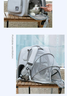 Expandable Pet Carrier Backpack for Cats & Small Dogs – Breathable Travel Bag