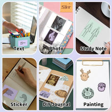 Phomemo T02/M02X Colorful Thermal Sticker Paper Roll Self-adhesive Black Character on Mint Green/Purple/Orange,50mm x 3.5m
