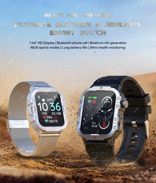 Rugged Smart Watch for Men, 2.01" HD Touchscreen with Bluetooth Calling, Voice Assistant & LED Flashlight
