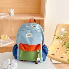 Color Block Kids Backpack, Lightweight School Bag for Boys & Girls, Cute Kindergarten Backpack for Travel & Everyday Use