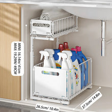 2-Tier Under Sink Organizer, Adjustable Pull-Out Storage Shelf for Kitchen & Bathroom Cabinets