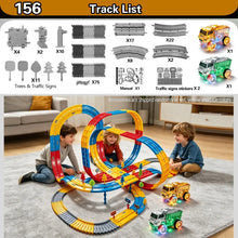 156PCS DIY Flexible Track Blocks Toy, Kids Building Track Set with Cars, Creative Construction & Educational Toy Gift