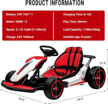 24V Electric Drift Go-Kart for Kids – 200W Ride-On Racing Car with Music & Horn