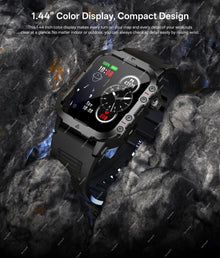 Rugged Smart Watch for Men, 2.01" HD Touchscreen with Bluetooth Calling, Voice Assistant & LED Flashlight