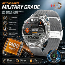 1400mAh Smart Watch for Men, Outdoor GPS Sports Watch with AMOLED Display, Bluetooth Calling, IP68 Waterproof & Flashlight