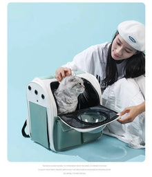 Space Capsule Pet Carrier Backpack, Breathable Cat & Small Dog Travel Bag, Portable Pet Backpack with Transparent Window