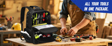 Heavy-Duty Tool Backpack, Large Tool Storage Bag with 3 Organizer Pouches, Multi-Pocket Work Backpack for Electricians & Plumbers