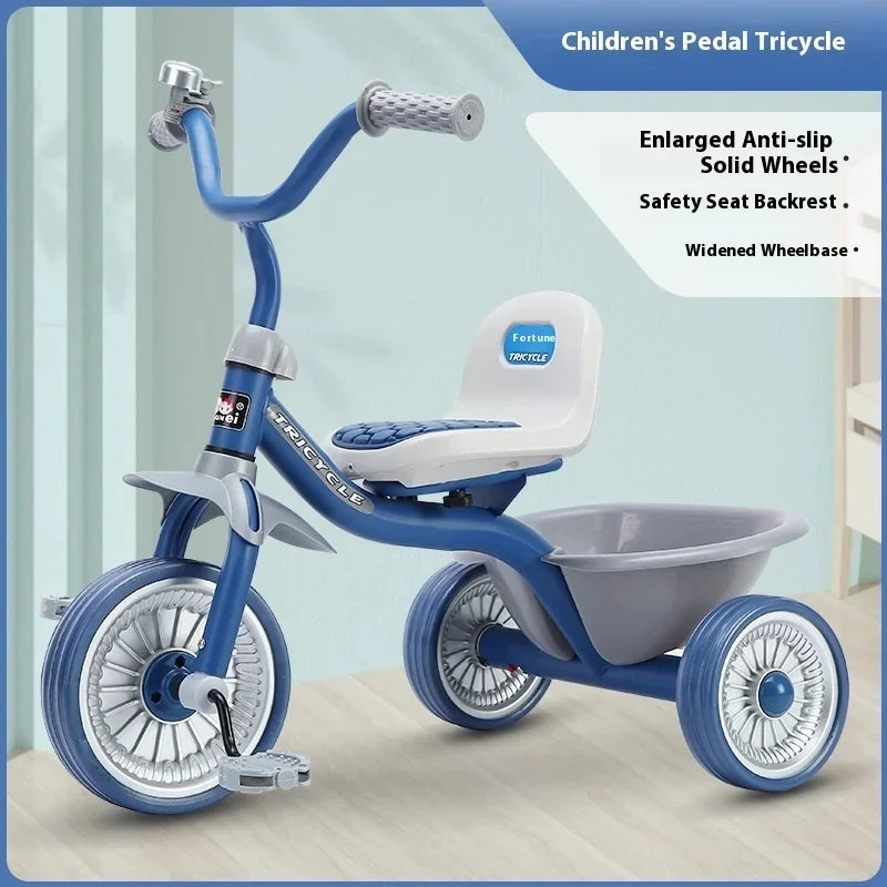 Kids Tricycle with Backrest & Storage Basket – 3-Wheel Ride-On Bike for Toddlers