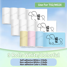 Phomemo T02/M02X Colorful Thermal Sticker Paper Roll Self-adhesive Black Character on Mint Green/Purple/Orange,50mm x 3.5m