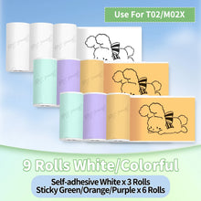 Phomemo T02/M02X Colorful Thermal Sticker Paper Roll Self-adhesive Black Character on Mint Green/Purple/Orange,50mm x 3.5m
