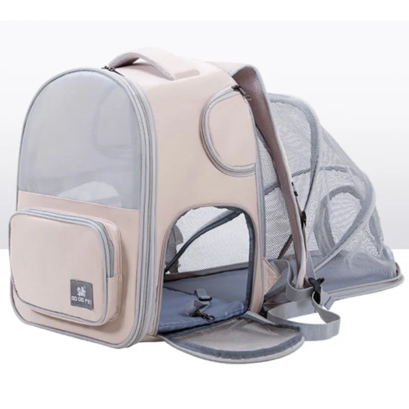 Expandable Pet Carrier Backpack for Cats & Small Dogs – Breathable Travel Bag